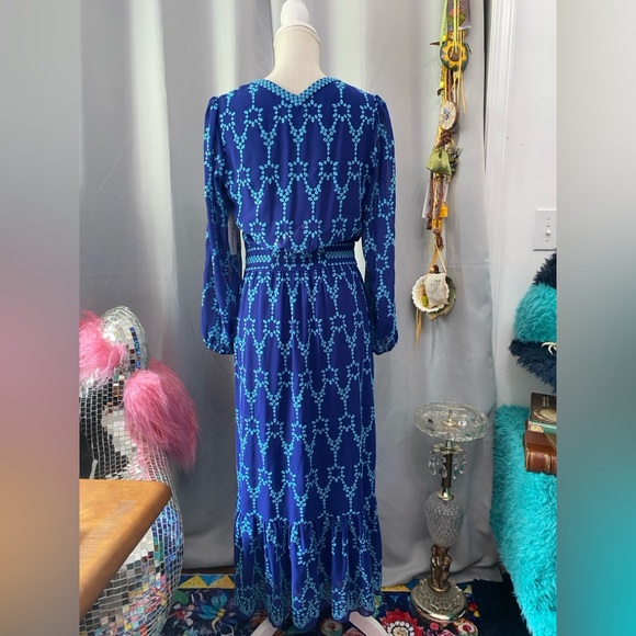NWT SHOSHANNA CALAH MIDI DRESS ANTHROPOLOGIE SIZE 8 BLUE EMBROIDERED AQUA - Picture 10 of 12